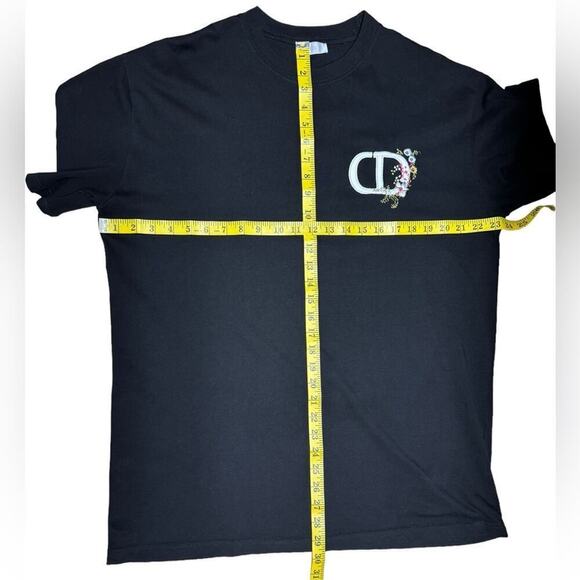 Christian Dior CD Icon T-Shirt Floral Embroidered Relaxed Fit Black Men's Large - Picture 14 of 16